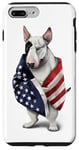 Coque pour iPhone 7 Plus/8 Plus Bull Terrier Dog Patriot Wrap dans le drapeau des États-Unis Amérique