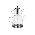 Karaca Dora Théière en verre, Verseuse 450ml, Bouilloire 180ml, Convient pour les systèmes de cuisson au gaz et électriques, Théière, Caydanlik,et Set de théière, Teapot