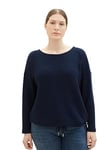 TOM TAILOR Women's Sweatshirt with Structure and Drawstring, 10668-sky Captain Blue, 50 Große Größen