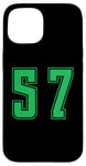 Coque pour iPhone 15 Vert Numéro 57 Équipe Junior Sports Uniforme Numéroté