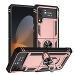 Samsung Galaxy Z Flip4 5G      Military Armour Ring Case    RoseGold