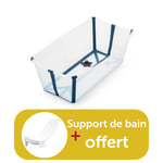 Stokke Baignoire Flexi Bath Transparent Bleu achetée = support de bain offert