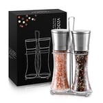 Vzaahu Salt and Pepper Grinders 2 Set Large with Ceramic Core with Stand Adjustable Coarseness, Portable, Refillable Spice Mills,Home Kitchen Birthday, Housewarming Gifts