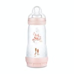 MAM Biberon Easy Start Anti-Colique (320 ml), biberon bébé idéal pour l'allaitement mixte, tétine débit 3, base aérée anti-colique, Blush (Lot de 2)