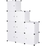 Woltu - Armoire plastique Penderie pour le stockage de vêtements/accessoires/livres, Étagère de rangement diy, 9 cubes, Blanc