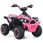 GOPLUS Quad 4x4 Électrique avec 2 Vitesses Réglables, Voiture Électrique Enfant 1 Place avec Lumières LED & Musique, pour Tout-Petit 3-8 Ans (Rose)