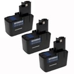 EXTENSILO 3x Batteries compatible avec Bosch PSR 12VES outil électrique (3300 mAh, NiMH, 12 V)