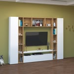 Arkel WH Meuble TV moderne avec bibliothèque en bois blanc