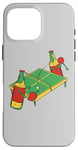 Coque pour iPhone 16 Pro Max Bouteille de bière avec raquette de ping-pong bière jouer au