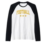 Football All Yellow Stars Classic Retro Varsity Text Raglan Baseball Tee