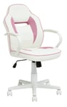 Argos Home Faux Leather Mid Back Gaming Chair - White & Pink