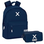 Safta | Pack Backpack for Laptop 14.1" Munich Basic Navy + Triple Big Munich Basic Navy - Full Pack Munich Backpack for 14.1" Laptop and Triple Big Pencil Case, multicoloured, ST, Classic