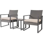 Svita - lois l Poly rotin Salon de jardin Ensemble table et fauteuils Gris