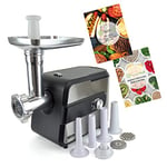 healthkick Electric Food Meat Grinder and Mincer/Burger, Sausage, Mince and Kibbeh Maker/Powerful Motor: 2600W Max/Stainless Steel / 8 Attachments-for Pulses, Meat & Vegetables-K3321