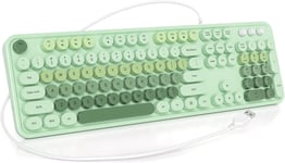 Clavier à Membrane 100%,104 Touches Punk Style Machine à écrire rétro,Clavier à Membrane à Touches Rondes,avec Cable USB pour PC/Win/Mac/Ordinateur Portable(Américain QWERTY)(GT108 Green)(Q1403)