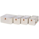 LOVE IT STORE IT - Ensemble de 5 Paniers de Rangement Pliables en Lin et Coton, Renforcés, Multifonctions, Beige