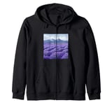 Lavender Fields In Bloom Vintage Landscape Graphic Zip Hoodie