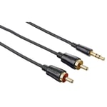 HAMA Slim Minijack 3,5 mm för 2xPhono-kabel - Guldpläterad 1,5 m