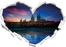 KAIASH 3d Wall Sticker Northern lights over the skyline of Cologne Heart shape in 3D look Wall or door sticker Wall sticker Wall sticker Wall decoration 62x43cm