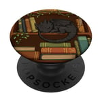 Cute Black Dragon Books Cottagecore Book Lover Bookworm PopSockets PopGrip Adhésif