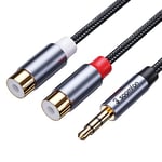 SOOMFON 3.5mm to RCA Audio Cable RCA Female to 3.5mm Aux Male Phono Cable Red and White to Headphone Adapter Gold-Plated Plugs RCA Y Splitter for Speaker Amplifier DVD Player 0.8FT