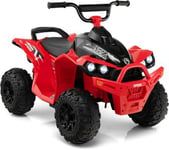 Voiture Electrique Enfants 12V Quad Electrique Enfants 1 Place Klaxon Musique Phares LED Quad Motorisé Charge 35KG Rouge