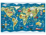 Puzzle Mappemonde Animaux et Monuments, 300 pieces - Planisphere, Geographie