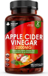 Apple Cider Vinegar Capsules 100% Pure ACV 2000Mg - Added Probiotic with Green T