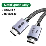 8K Space Grey 5m  câble HDMI 8K pour boîtier TV Xiaomi PS5, HUB USB, certifié Ultra haute vitesse, 8K - 60Hz, HDMI 2.1, 48Gbps, pour écouteurs Dolby Vision HD ""Nipseyteko