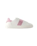 Versace Womens La Greca Sneakers - - Leather - White/Pink Leather (archived) - Size UK 7