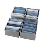 Coorganisers Organisateurs de tiroir de jeans pour vêtements, boîte de rangement à 5 compartiments, organiseur de vêtements lavable pour vêtements pliés, jeans, pantalons, leggings, t-shirts (gris)