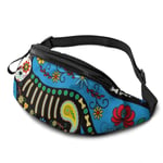 XCNGG Sac de Taille en Cours d'exécution Sac de Taille de Loisirs Sac de Taille Sac de Taille de Mode Casual Waist Bag Halloween Sugar Skull Cat for Men Women Running Travel Fashionable Fanny Pack