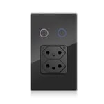 Prise murale intelligente Melery Tuya Brésil,interrupteur d'éclairage,capteur tactile,panneau en verre,télécommande par Alexa,Google Home,touristes Wi-Fi,20A - Type 2Gang Black