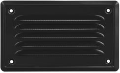 Grille de ventilation rectangulaire noire 164 x 100 mm, avec moustiquaire. Grille d¿ aération à visser, intérieur ou extérieur, pour cheminée, salle de bain, cuisine¿ Métal, coloris noir.