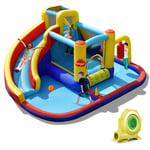 Inflatable Kids Water Slide Giant Bouncy Castle w/ Splash Pool & 680W Blower