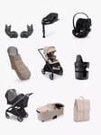 Bugaboo Dragonfly Pushchair, Carrycot & Accessories with Cybex Cloud G i-Size Rotating Car Seat & Base Bundle, Desert Taupe