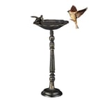 relaxdays Abreuvoir Oiseaux, Fonte de Fer, décoration Jardins, Style Antique, mangeoire sur Pied, 40 cm de Haut, Bronze