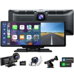 TOGUARD 10" Bilradio Carplay Bilkamera 2,5K+1080P Dual Camera Dashcam, trådlös Android Auto Touch Screen för Uber/Taxi/