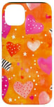 Coque pour iPhone 14 Plus Aquarelle orange ethnique McBling Esthétique Cœur Étoile