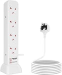 Tower Extension Lead Surge Protected, 8-Way Vertical Socket, 2M Power Strip 3...