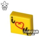 Printed Tile 1x1 - Post-it Note - I Love You