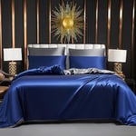 Parure de lit Satin 240x260 Bleu Gris 2 Personnes Adulte Unie Satinée Housse de Couette 240 x 260 Soie Lisse Soyeux Brillant Ensemble Literie avec Fermeture éclair et 2x 65x65cm Taies d'oreiller