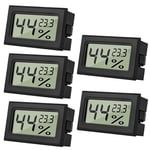 5 Mini Thermomètre Digital LCD Hygromètre D'intérieur hygromètre Thermometer Intérieur Reptiles Hygromètre Numérique, pour Bureau, Cuisine, Thermomètre incubateur, Serre Thermomètre