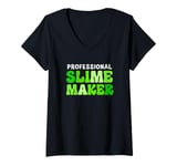 Womens Slime Green Slime Party Squad Professional Slime Maker V-Neck T-Shirt