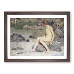 Cupid And Sea Nymphs By Henry Scott Tuke Classic Painting Framed Wall Art Print, Ready to Hang Picture for Living Room Bedroom Home Office Décor, Walnut A2 (64 x 46 cm)