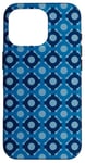 Coque pour iPhone 16 Pro Deep Cobalt Blue Hexagons Linked Rings Circles Dots Pattern