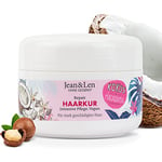 Jean & Len Repair Haarkur huile de coco & macadamia, pour cheveux très abîmés, lutte contre la casse, parfum coco & macadamia, sans parabènes ni silicones, végétalien, 250ml