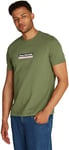 Tommy Hilfiger Hilfiger Box Tee MW0MW38079 T-Shirt S/S, Green (Battle Green), XL Homme