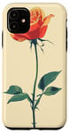 Coque pour iPhone 11 Rose Minimaliste Art Floral Botanique Vintage