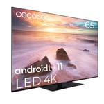 Cecotec TV LED 65" Smart TV A2 Series ALU20065Z. 4K UHD, Android 11, Frameless, Base Centrale, MEMC, Dolby Vision, y Dolby Atmos, HDR10, 2 Haut-parleurs 10W, Modèle 2023